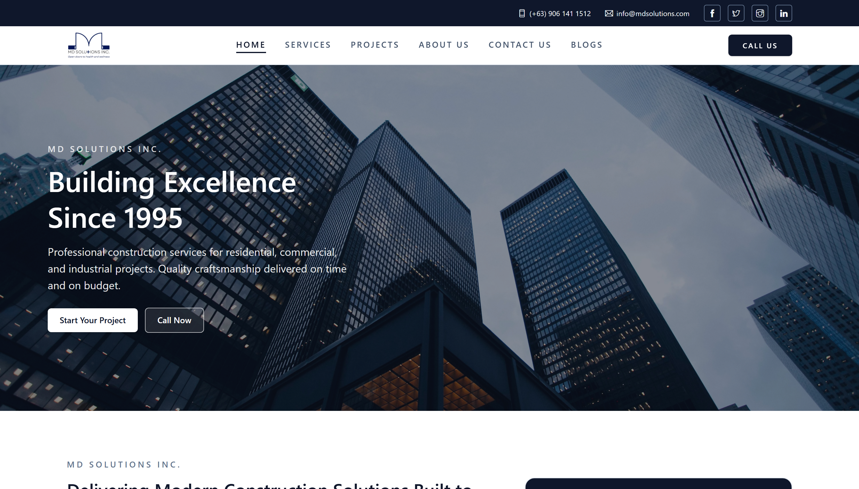 MD Solutions — construction and contracting website